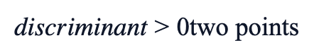 discriminant >0 two points