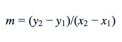 m = (y₂ − y₁) / (x₂ − x₁) m = (y₂ − y₁) / (x₂ − x₁)