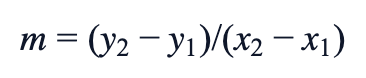 m = (y₂−y₁)/(x₂−x₁)