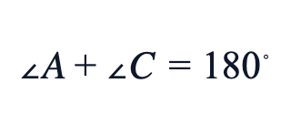 ∠A + ∠C = 180° ∠A + ∠C = 180°