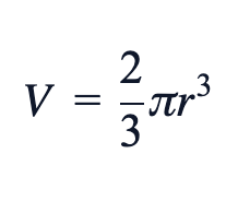 V = (2/3)πr³