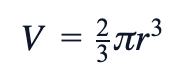 V = (2/3)πr³