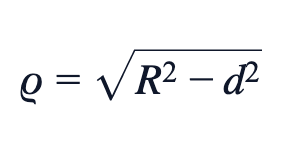 ρ = √(R² − d²)