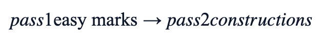 pass 1 easy marks → pass 2 constructions