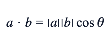 a · b = |a||b|cos θ a · b = |a||b|cos θ