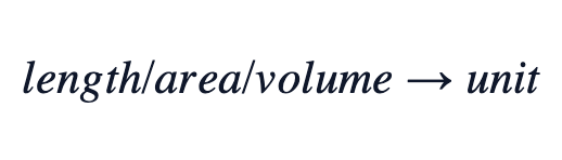 length / area / volume → unit length / area / volume → unit