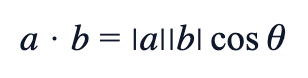 a · b = |a||b|cos θ