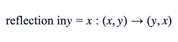 reflection in y = x: (x, y) → (y, x)