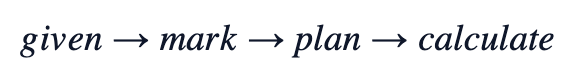 given → mark → plan → calculate