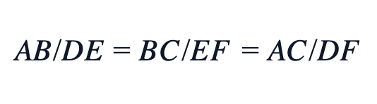 AB/DE = BC/EF = AC/DF