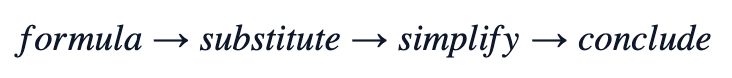 formula → substitute → simplify → conclude