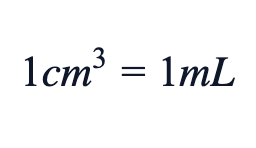 1 cm³ = 1 mL