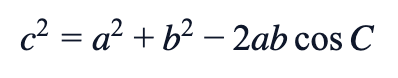 c² = a² + b² − 2ab cos C