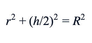 r² + (h/2)² = R² r² + (h/2)² = R²