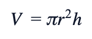 V = πr²h