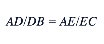 AD/DB = AE/EC AD/DB = AE/EC