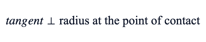 tangent ⟂ radius at the point of contact tangent ⟂ radius at the point of contact