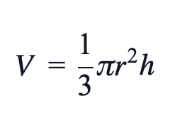 V = (1/3)πr²h V = (1/3)πr²h
