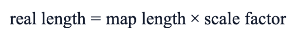 real length = map length × scale factor