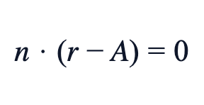 n · (r − A) = 0